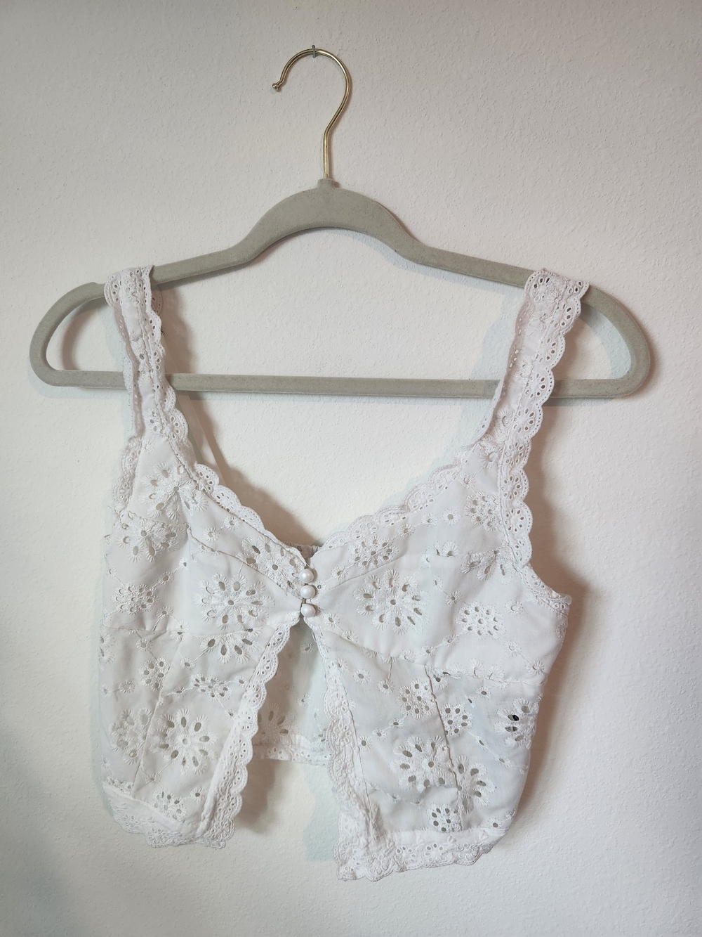 Lulus White Eyelet Lace Cropped Tank Top